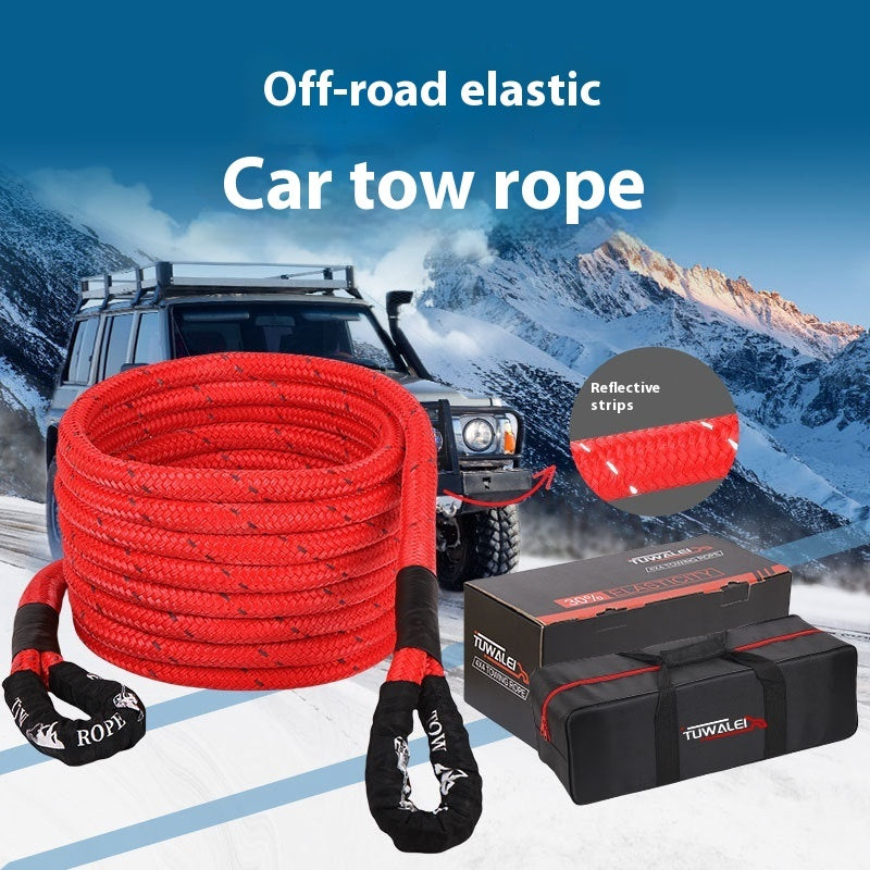 Elastic Emergency Tow & Recovery Rope with Soft Shackle | Nylon, 6M or 9M, 19mm–26mm for Vehicle Recovery & Rescue