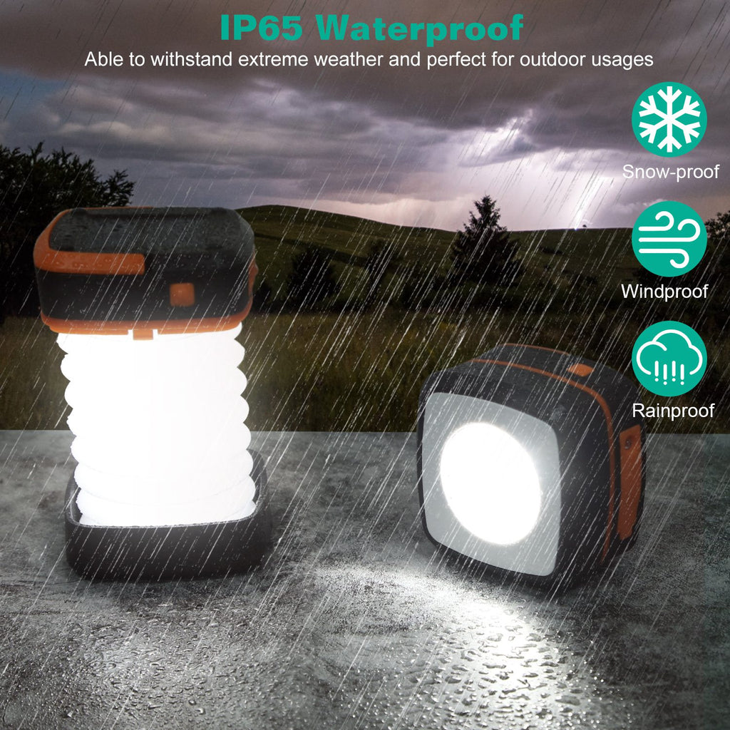 IP65 Solar Collapsible Camping Lantern | USB Rechargeable, 360° Light, 3 Modes & Emergency Power Bank, 131g