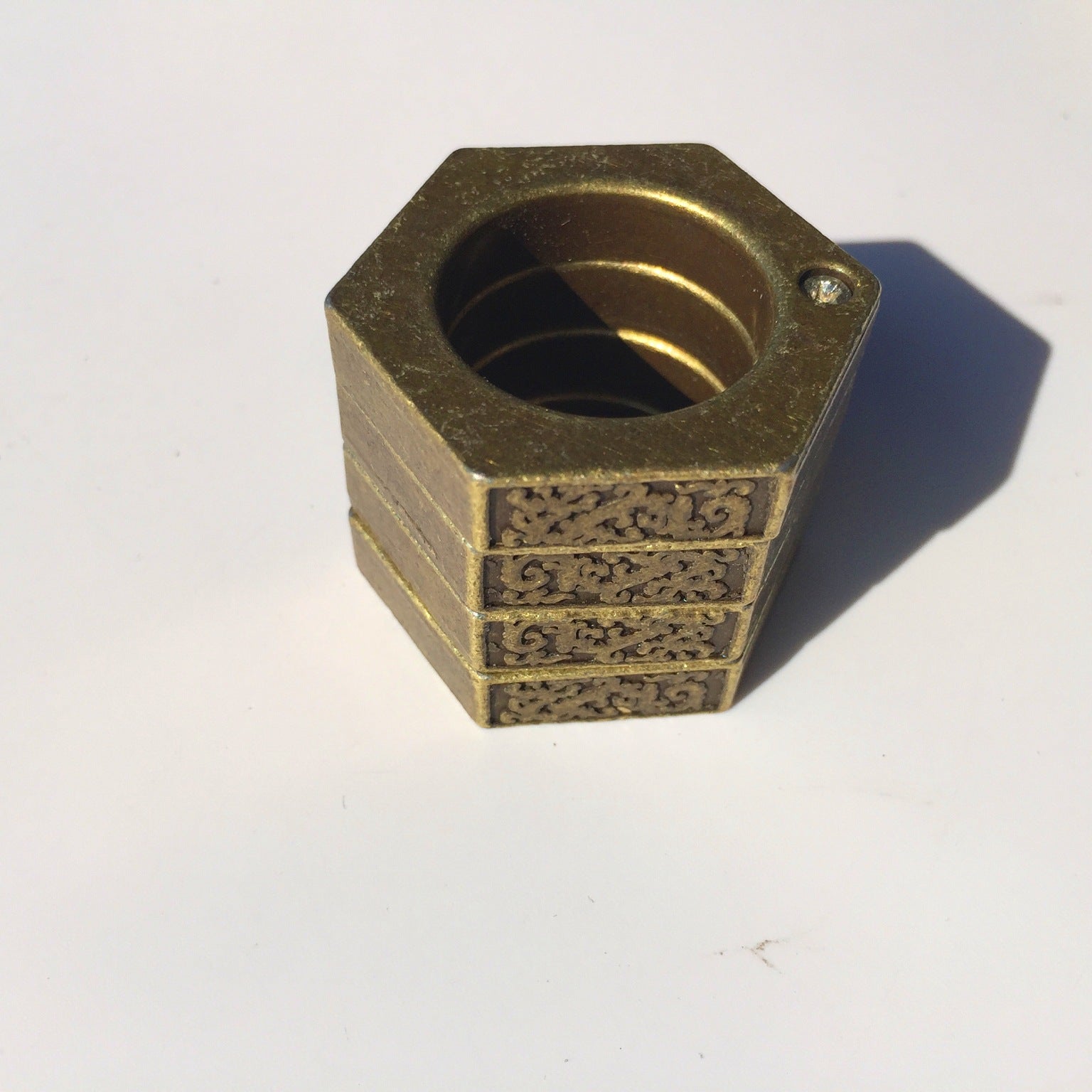 Self-Defense Hexagon Ring | Emergency Window Breaker, Finger Buckle EDC Tool in Ancient Silver, Bronze, Gold & Silver