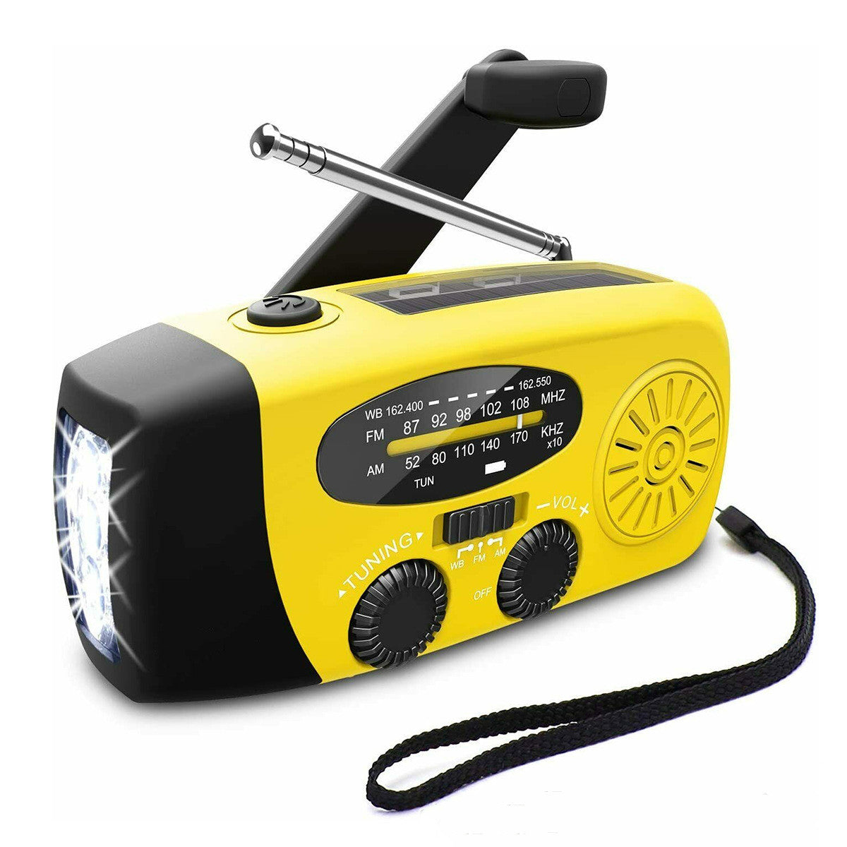 Disaster Prevention Emergency Radio | Solar & Hand Crank, FM/AM/NOAA Weather Band, USB Charging, Built-in Speaker