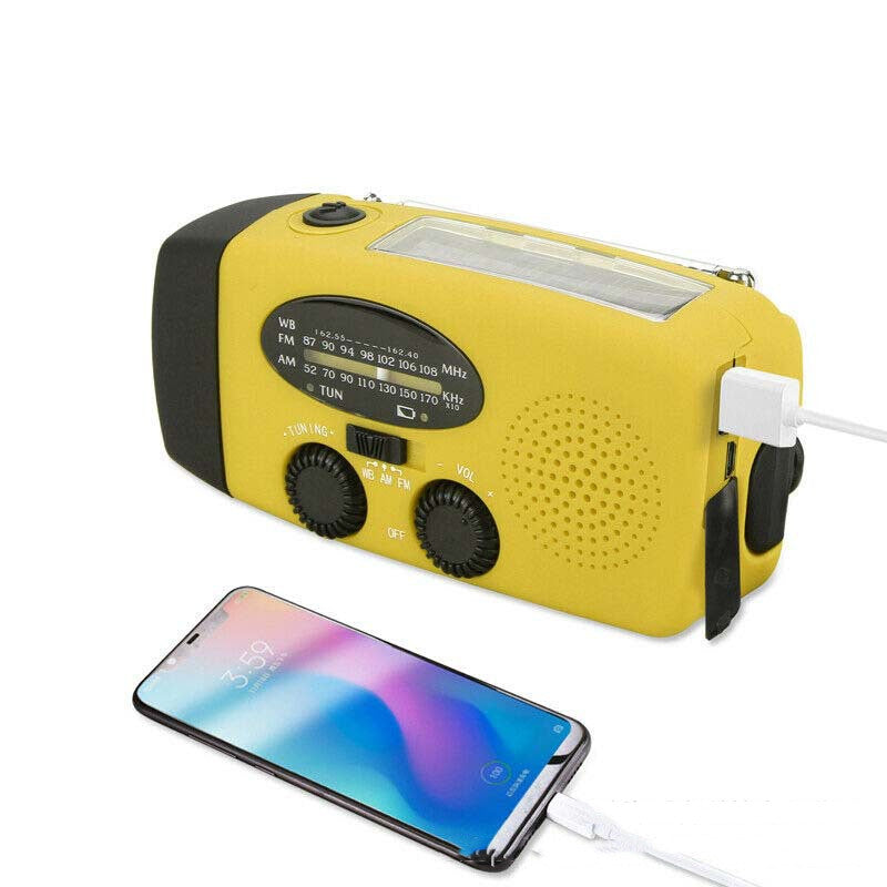 Disaster Prevention Emergency Radio | Solar & Hand Crank, FM/AM/NOAA Weather Band, USB Charging, Built-in Speaker