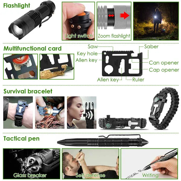 47-Piece Emergency Survival Kit | Complete EDC Gear & Equipment for Camping, Hiking & Disaster Prep