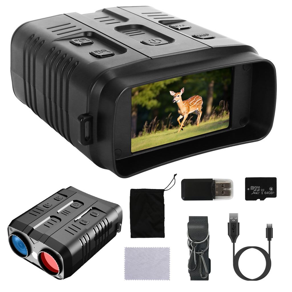4K Night Vision Goggles | 10X Zoom, 2624ft Range, WiFi App Control, 3" Screen & 64G Card for Hunting & Security