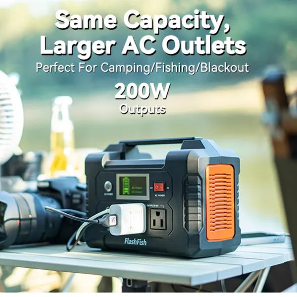 FlashFish 200W Portable Power Station | 40800mAh Solar Generator, 110V AC, CPAP Ready, 6 Output Ports for Camping & Emergency