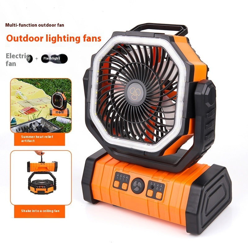3-in-1 Portable Camping Fan with LED Light & Power Bank | 6-8 Hour Battery, 3 Speed Settings