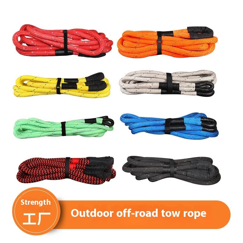Elastic Emergency Tow & Recovery Rope with Soft Shackle | Nylon, 6M or 9M, 19mm–26mm for Vehicle Recovery & Rescue