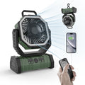 3-in-1 Portable Camping Fan with LED Light & Power Bank | 6-8 Hour Battery, 3 Speed Settings