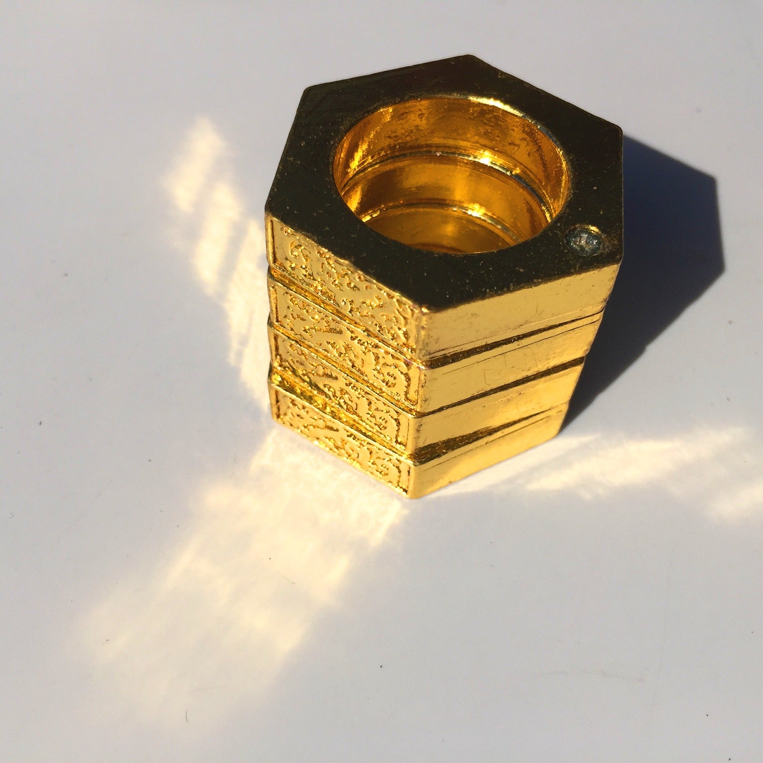 Self-Defense Hexagon Ring | Emergency Window Breaker, Finger Buckle EDC Tool in Ancient Silver, Bronze, Gold & Silver