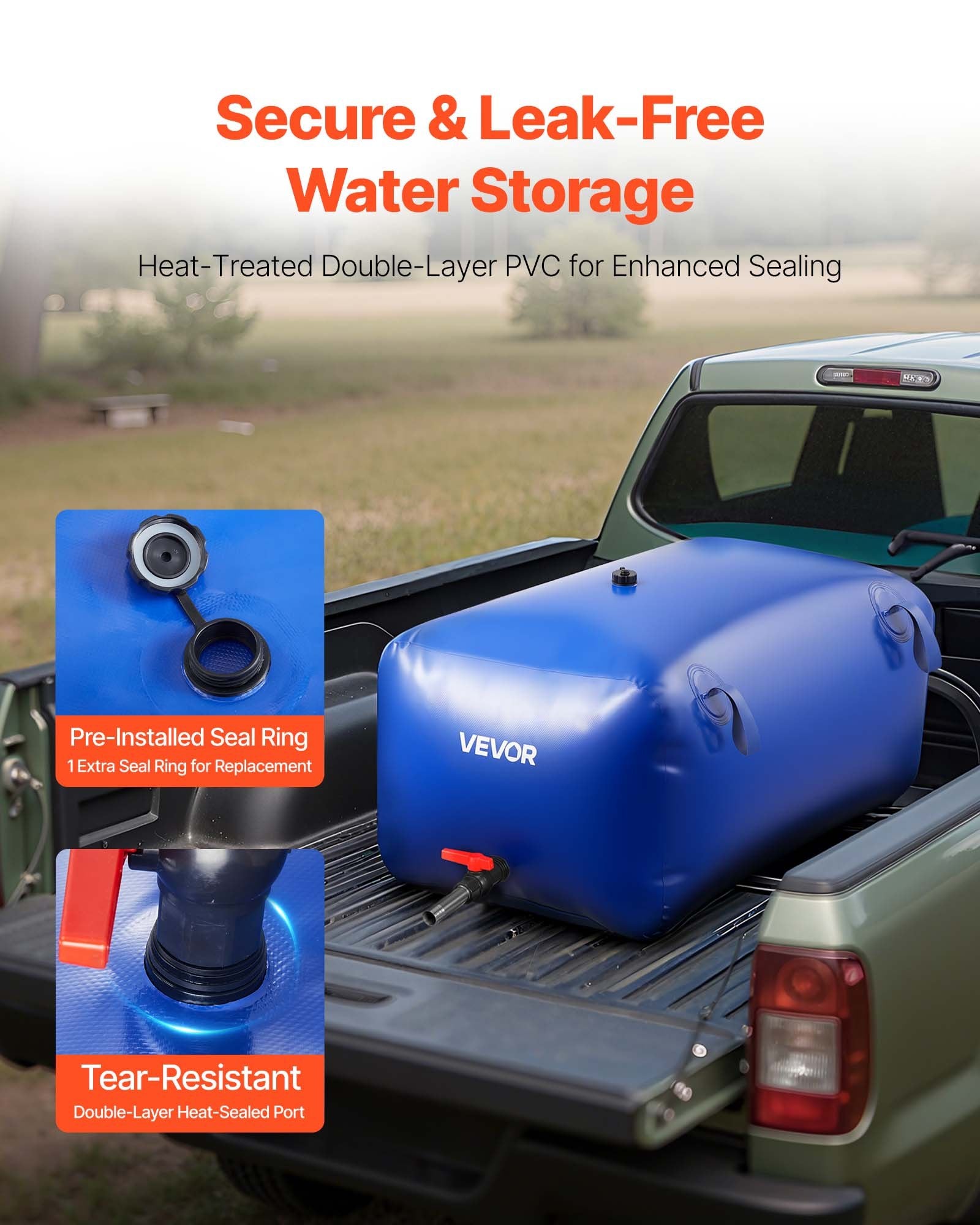 63.4-Gallon Emergency Water Storage Bladder | 1000D Double-Layer PVC, Leak-Proof, Collapsible Tank for RV, Camping & Disaster Prep