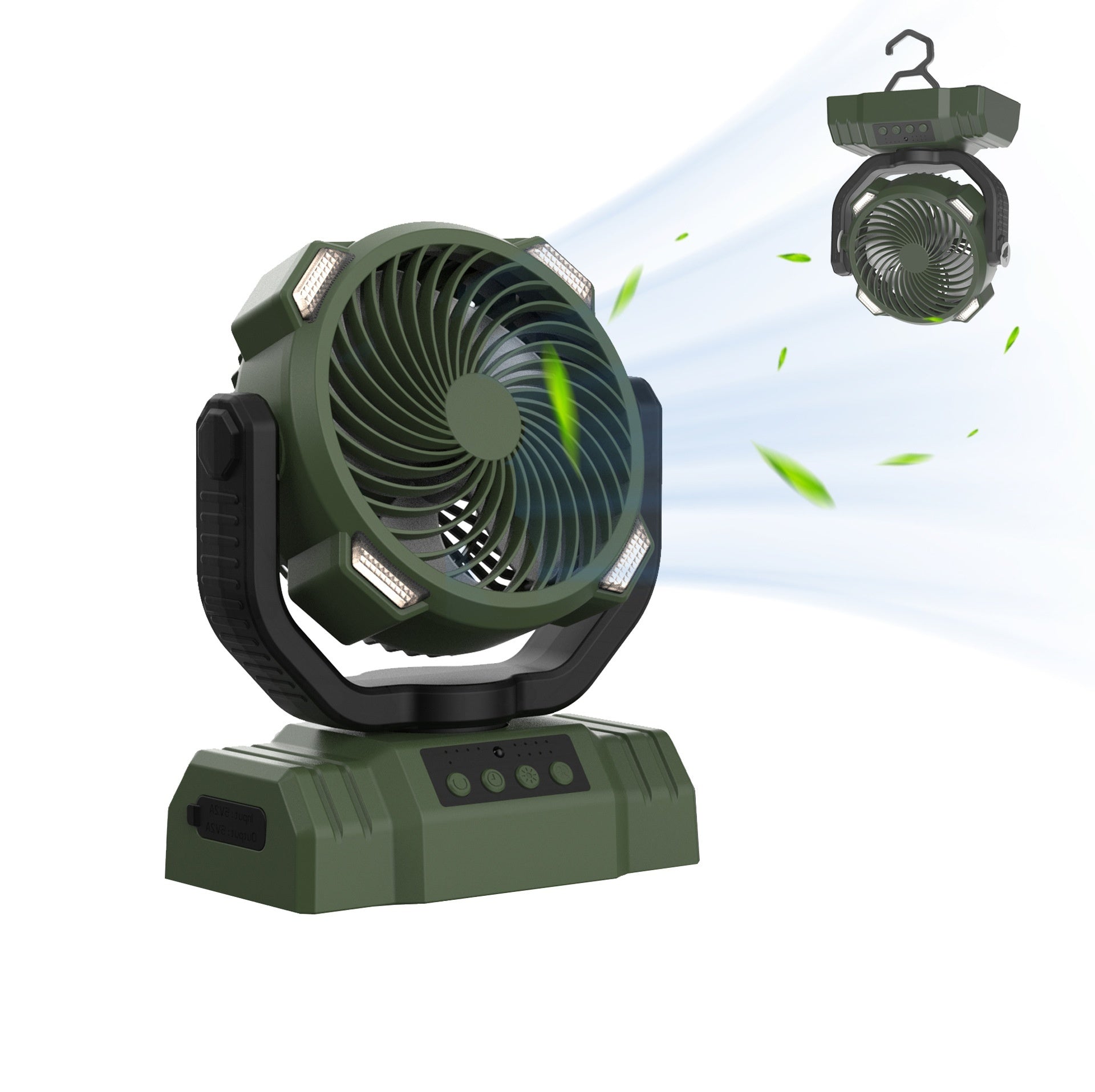 3-in-1 Portable Camping Fan with LED Light & Power Bank | 6-8 Hour Battery, 3 Speed Settings