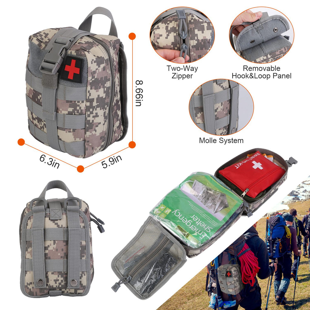 125-Piece Tactical Survival Kit | 100-Piece First Aid, Axe, Shovel, Emergency Shelter & Survival Bracelet Included