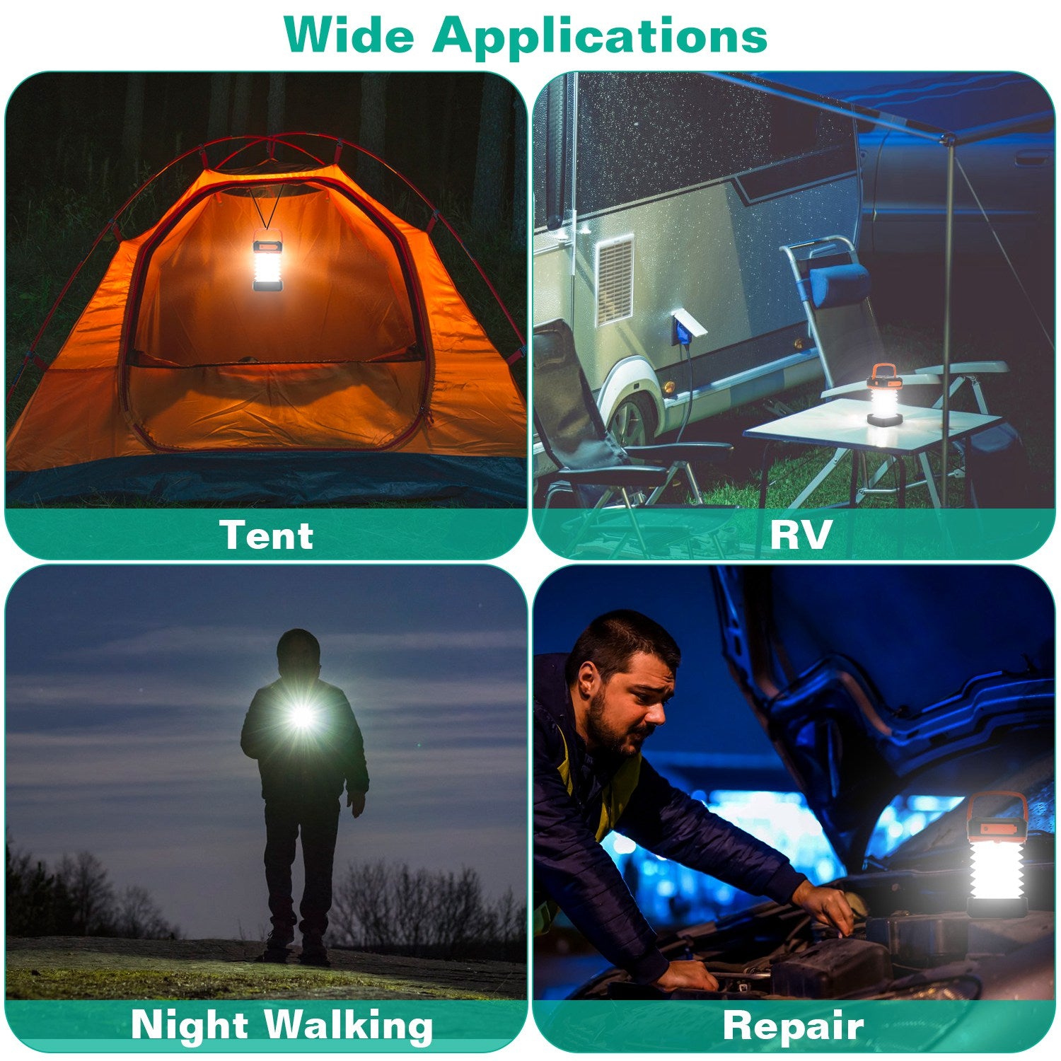 IP65 Solar Collapsible Camping Lantern | USB Rechargeable, 360° Light, 3 Modes & Emergency Power Bank, 131g