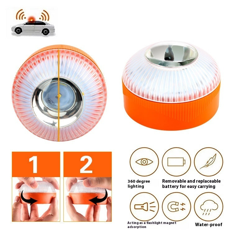 V16 LED Emergency Warning Light | 50,000-Hour Roadside Safety Beacon in Blue/White, Red/White & Gold/Silver