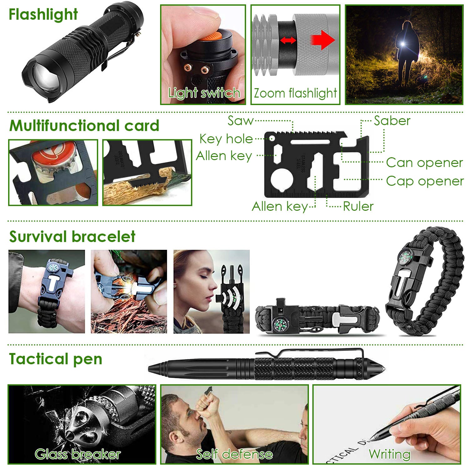 47-Piece Emergency Survival Kit | CPR Mask, Fishing Gear, Military Knife, Compass & First Aid in 600D Oxford Bag