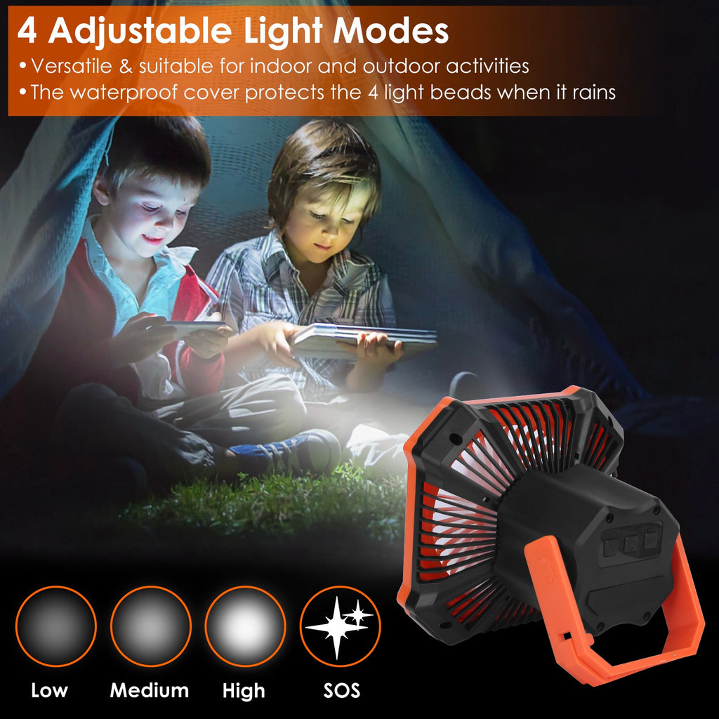 3-in-1 Camping Lantern Fan | 10,000mAh Power Bank, Remote Control, 4 Light Modes & SOS for Camping & Emergencies