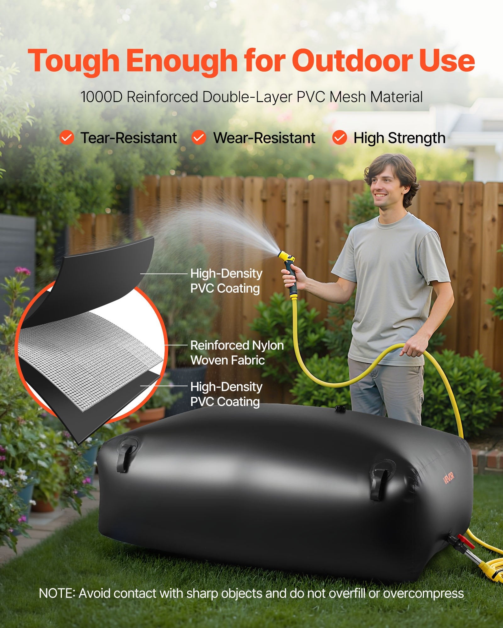 142.7 Gallon Emergency Water Storage Bladder | 1000D PVC, Collapsible, Leak-Proof Tank for RV, Camping & Disaster Prep