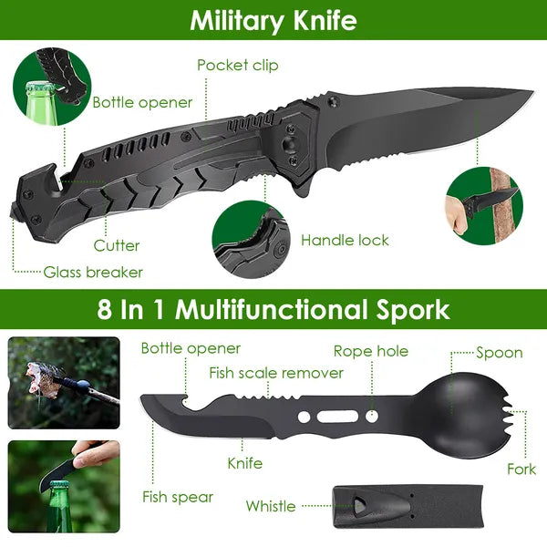 47-Piece Emergency Survival Kit | Complete EDC Gear & Equipment for Camping, Hiking & Disaster Prep