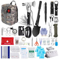 125-Piece Tactical Survival Kit | 100-Piece First Aid, Axe, Shovel, Emergency Shelter & Survival Bracelet Included