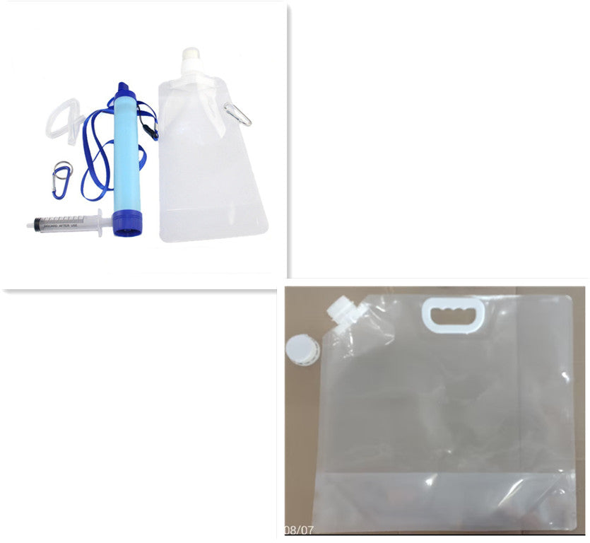 Outdoor Water Purifier Set | 90g Survival Filter with Water Bag, Hose & Carabiner for Camping, Hiking & Emergency Prep