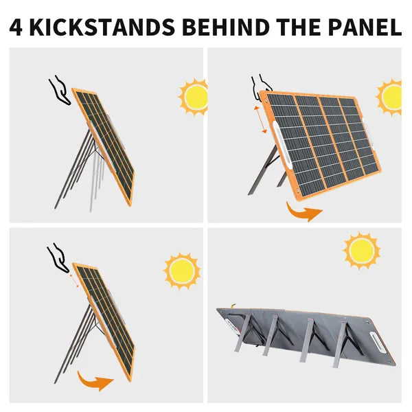 Flashfish 100W Portable Solar Panel | Foldable Solar Charger with USB, Type-C & 18V DC Output