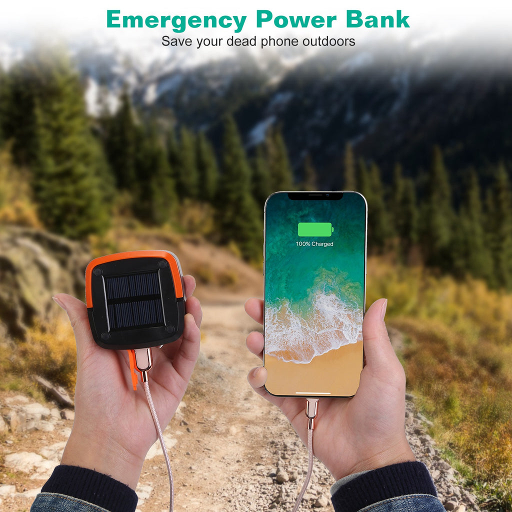 IP65 Solar Collapsible Camping Lantern | USB Rechargeable, 360° Light, 3 Modes & Emergency Power Bank, 131g