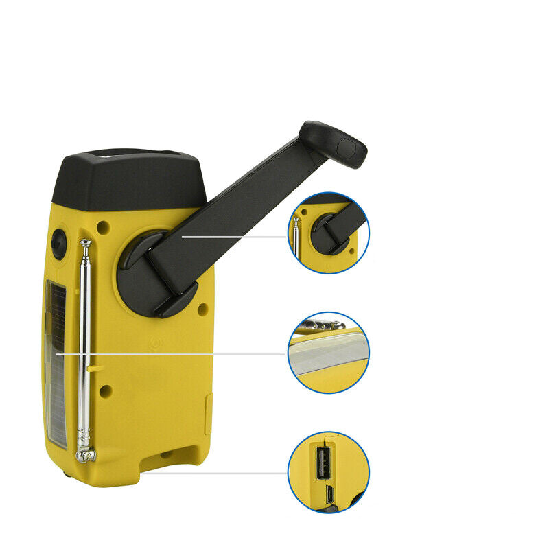Disaster Prevention Emergency Radio | Solar & Hand Crank, FM/AM/NOAA Weather Band, USB Charging, Built-in Speaker
