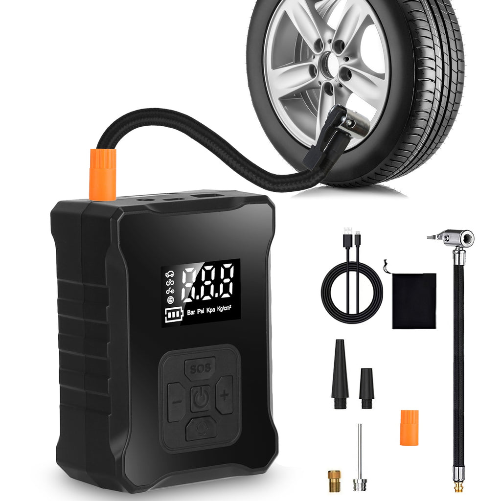 150PSI Cordless Tire Inflator | 4000mAh Power Bank, Auto-Shutoff, LED & SOS Light for Cars, Motorcycles & Bikes
