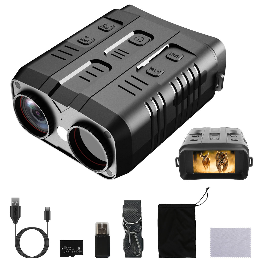 4K Night Vision Goggles | 10X Zoom, 2624ft Range, WiFi App Control, 3" Screen & 64G Card for Hunting & Security