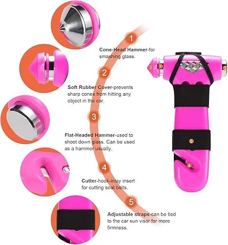 3-in-1 Car Safety Hammer & Escape Tool | Window Breaker, Seatbelt Cutter for Women, Families & Emergency Vehicle Escape