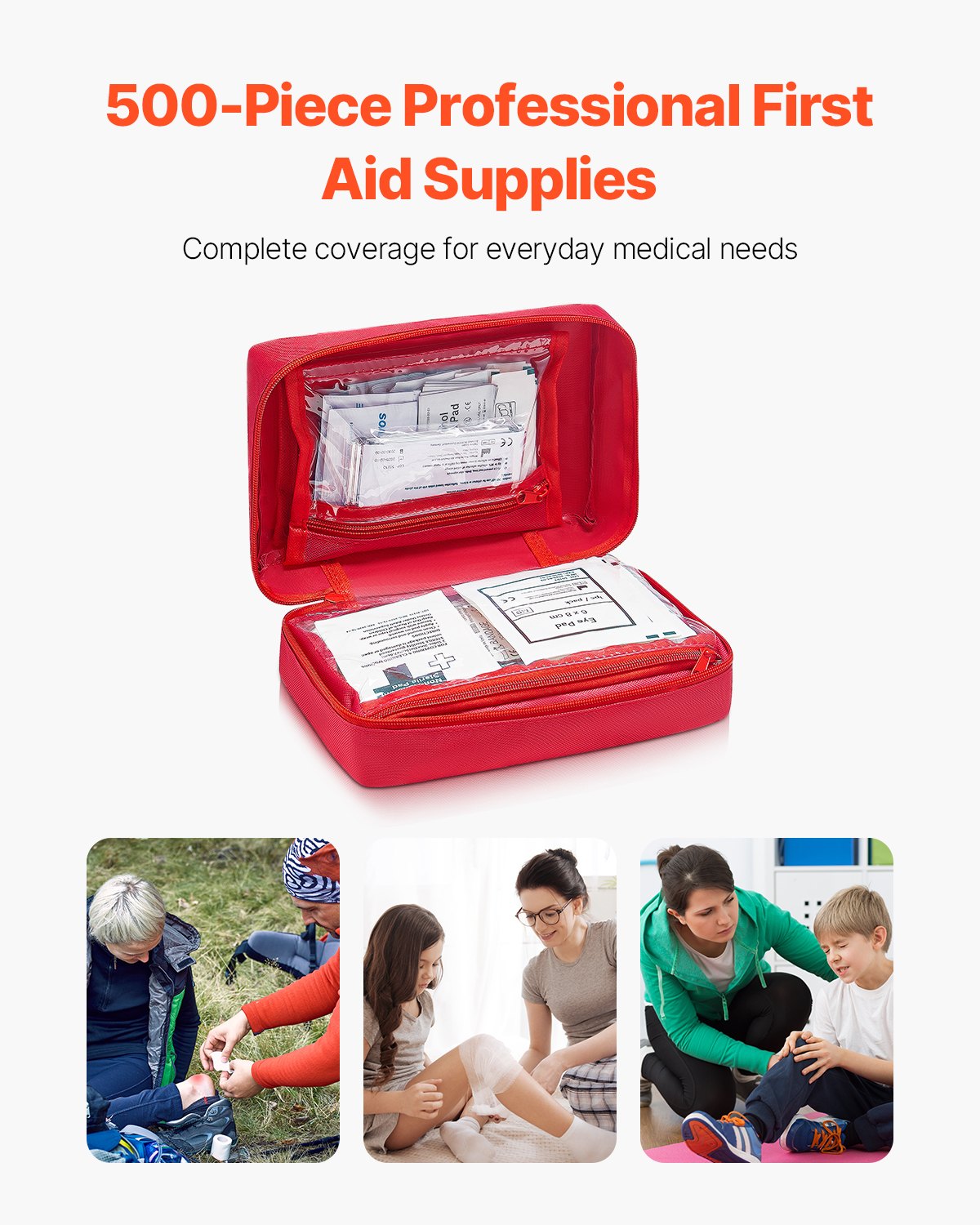 500-Piece Professional First Aid Kit | FDA-Tested, 600D Nylon Bag, 2 lbs for Home, Car, Camping & Emergency Prep